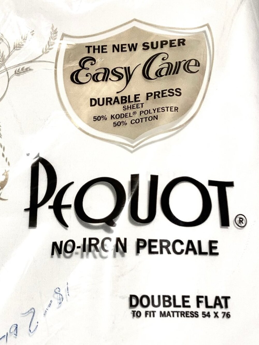 Vintage Pequot No-Iron Percale Full Flat Sheet NOS